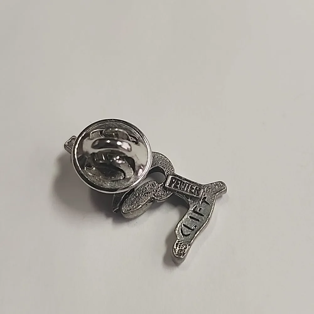 Jim Clift Handcrafted Pewter Lapel Pin Microscope 1”